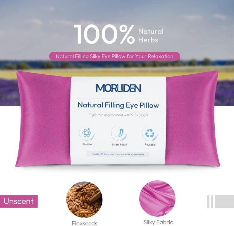 MORLIDEN Lavender Eye Pillows for Relaxation, Yoga Eye Pillow for Meditation, Microwavable Weighted Eye Pillow for Yoga, Moist Heat & Cold Eye Compress with Aromatherapy (Rose Red) - 2 Pack - Image 2